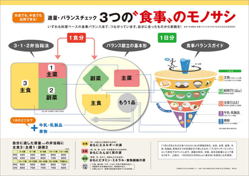 適量・バランスチェックポスター「適量・バランスチェック　３つの“食事”のモノサシ」